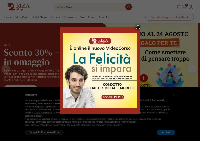Schermata della pagina offerta di Edizioni Riza 
