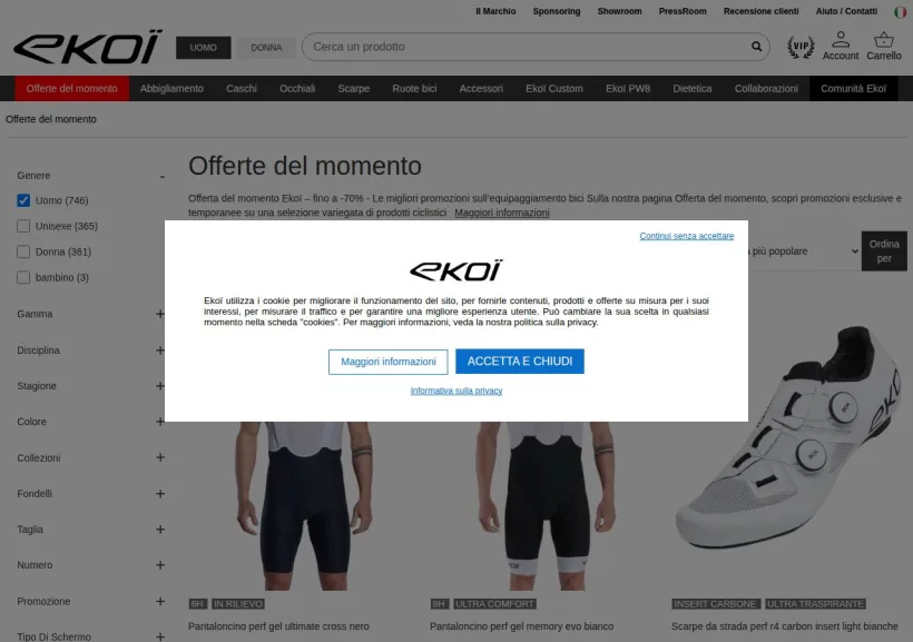 Schermata della pagina offerta di Ekoi