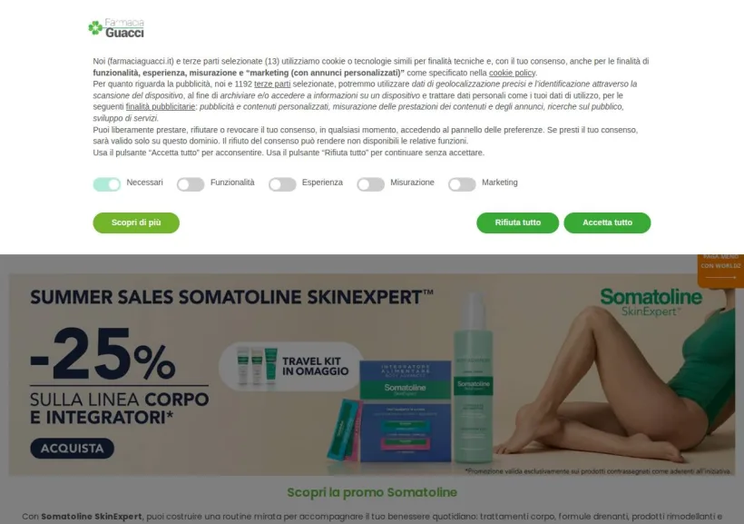 Schermata della pagina offerta di Farmacia Guacci