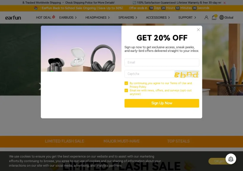 Schermata della pagina offerta di Earfun, Inc