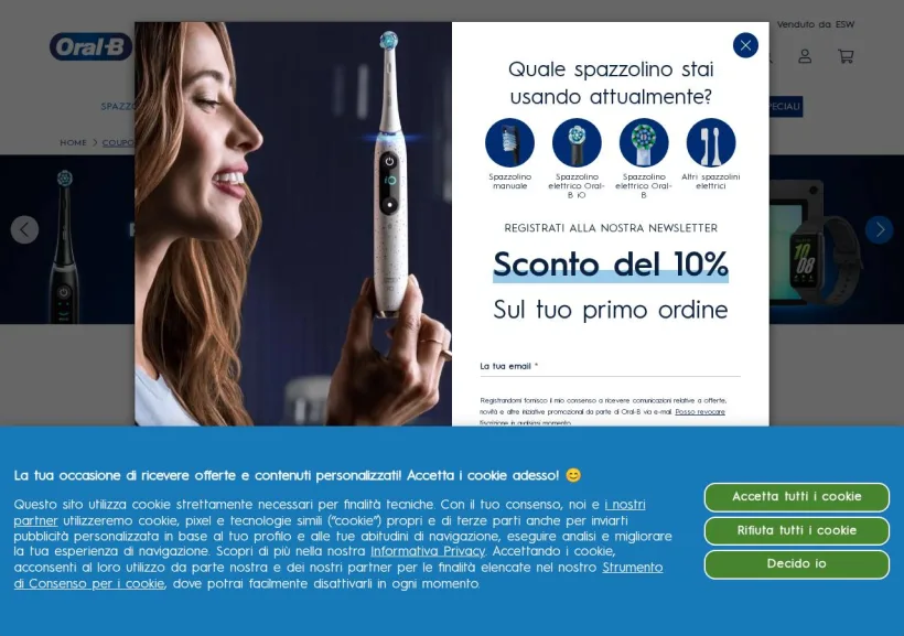 Schermata della pagina offerta di Oral-B