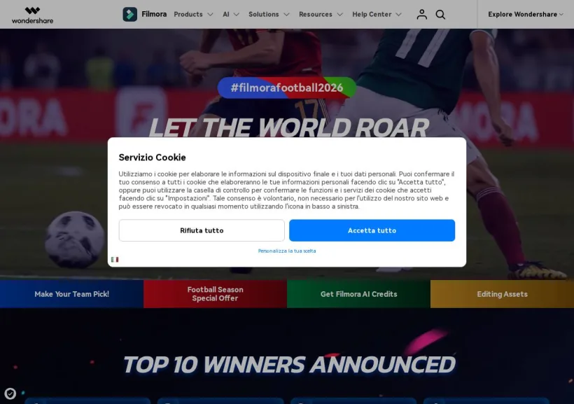 Schermata della pagina offerta di Wondershare