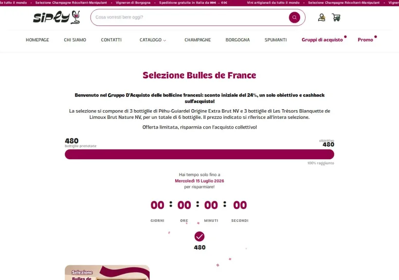 Schermata della pagina offerta di Siply
