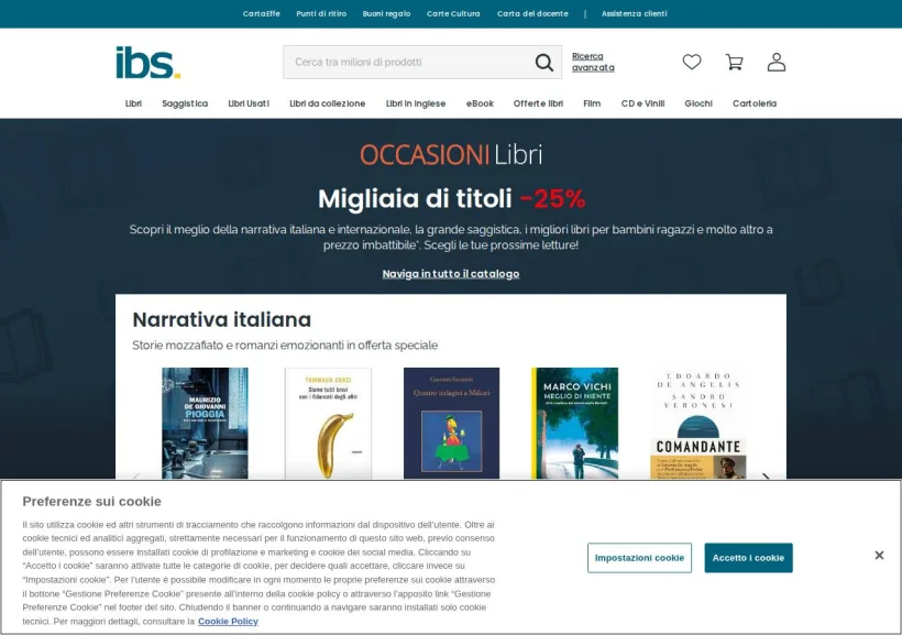 Schermata della pagina offerta di IBS