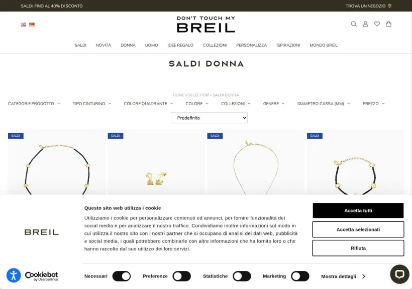 Schermata della pagina offerta di Breil