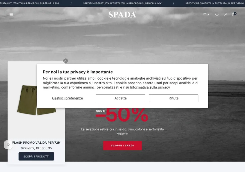 Schermata della pagina offerta di Spada Roma