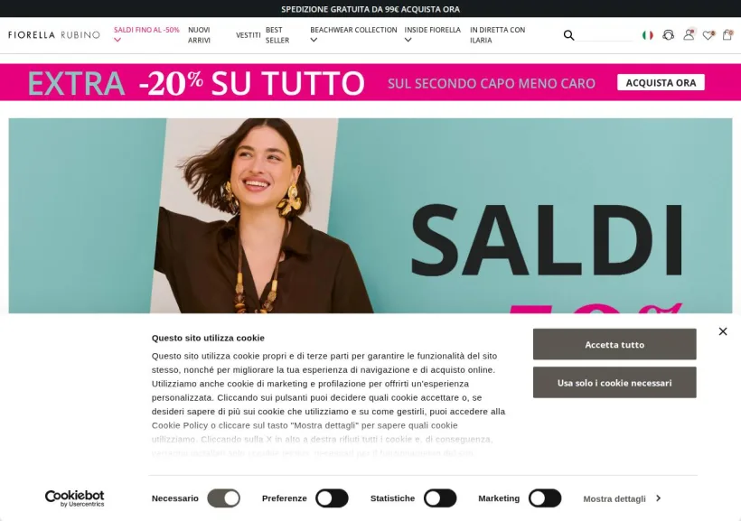Schermata della pagina offerta di Fiorella Rubino