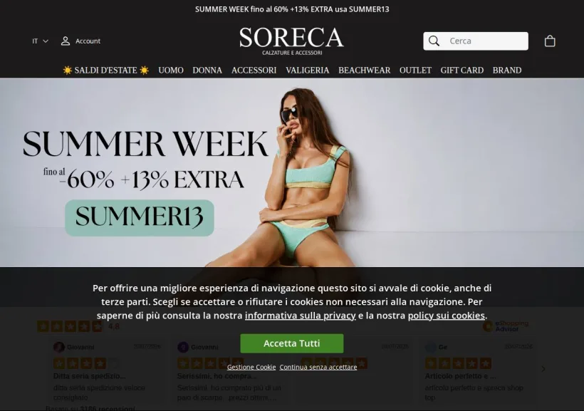 Schermata della pagina offerta di Soreca