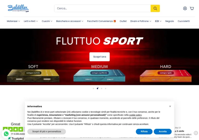 Schermata della pagina offerta di Baldiflex
