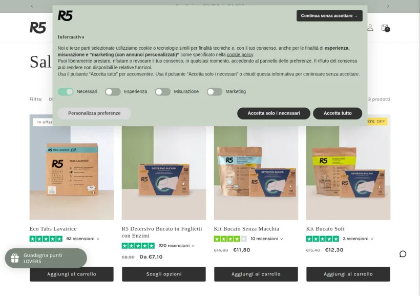 Schermata della pagina offerta di R5living