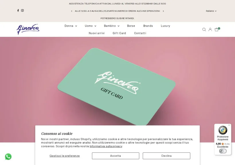 Schermata della pagina offerta di Ginevra Calzature