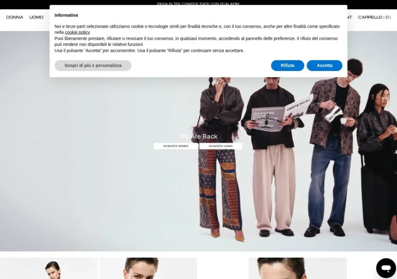 Schermata della pagina offerta di Imperial Fashion