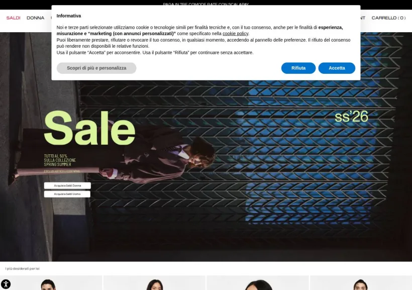 Schermata della pagina offerta di Imperial Fashion