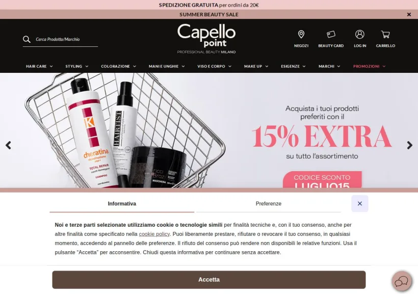 Schermata della pagina offerta di Capellopoint 
