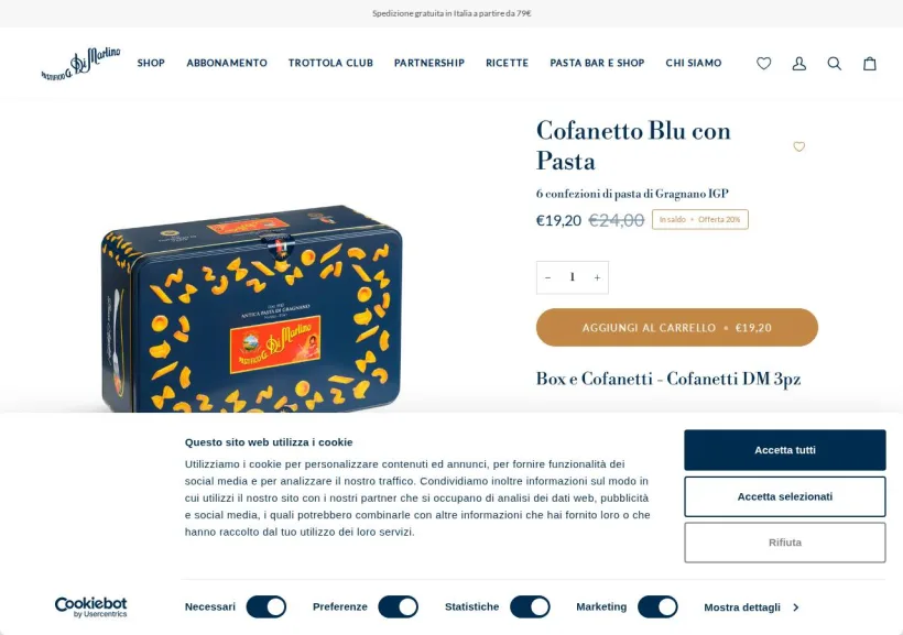 Schermata della pagina offerta di Pasta di Martino