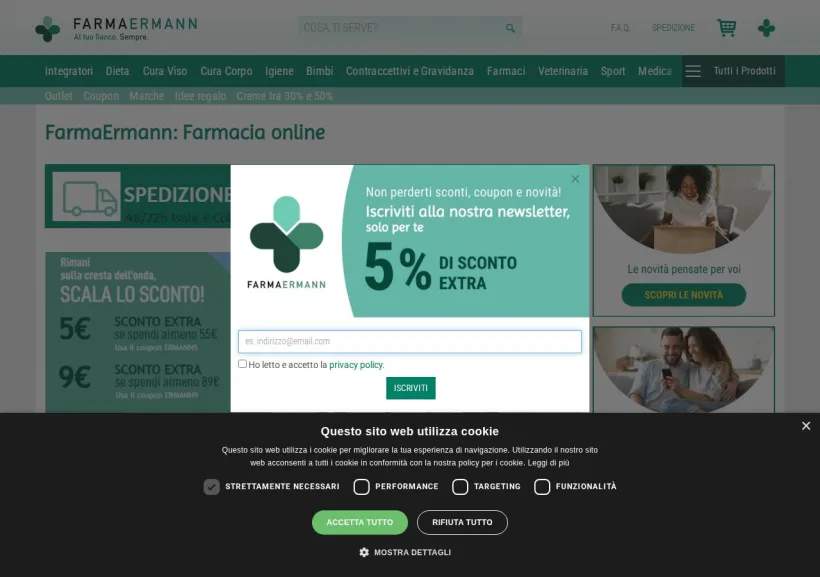 Schermata della pagina offerta di FarmaErmann
