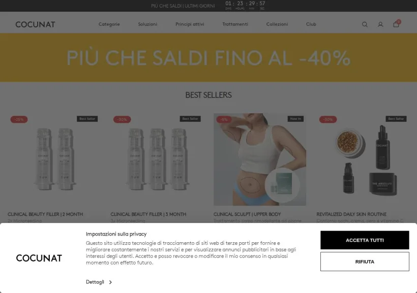 Schermata della pagina offerta di Cocunat