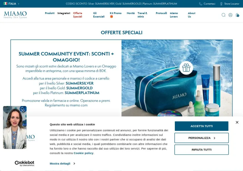 Schermata della pagina offerta di Miamo