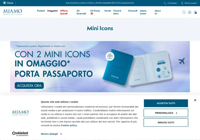 Schermata della pagina offerta di Miamo