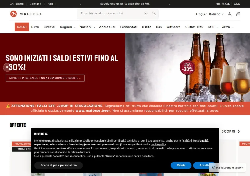 Schermata della pagina offerta di Maltese