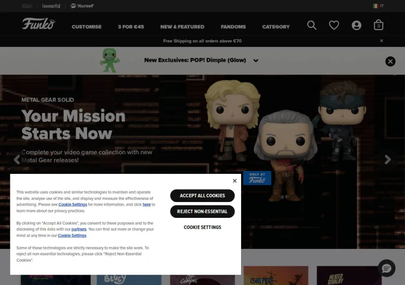 Schermata della pagina offerta di Funko