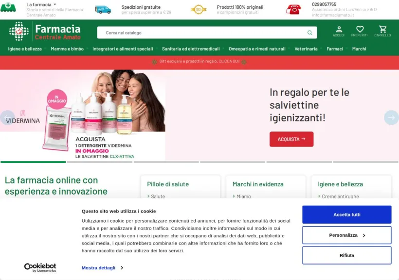 Schermata della pagina offerta di Farmacia Amato