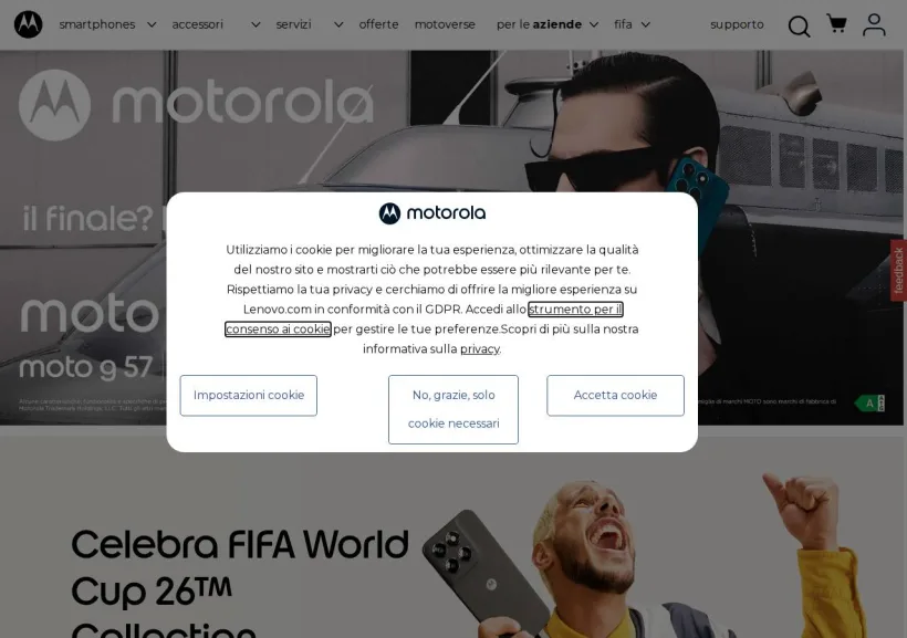 Schermata della pagina offerta di Motorola