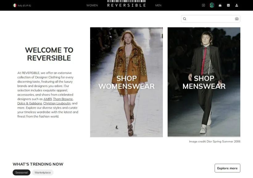 Schermata della pagina offerta di Reversible