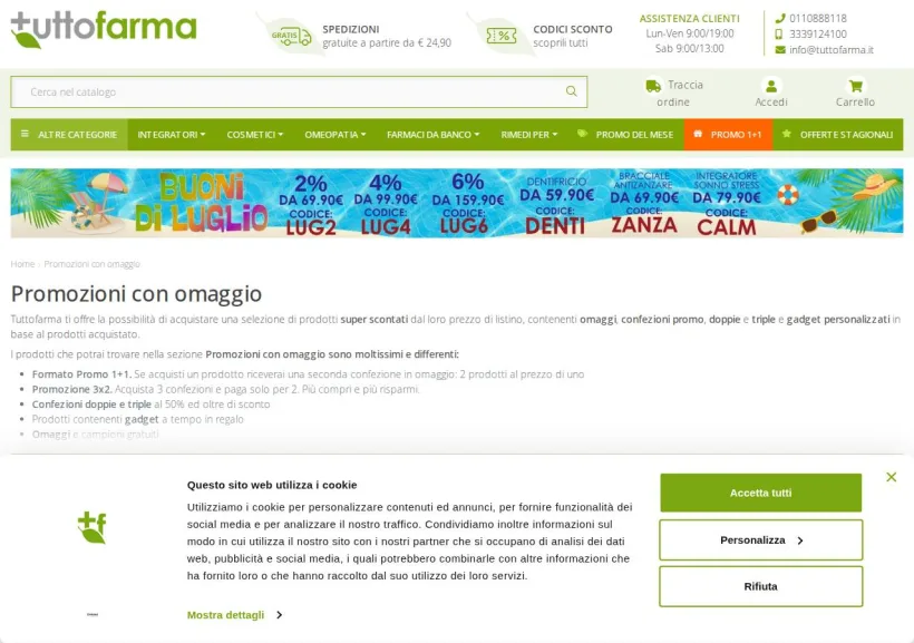 Schermata della pagina offerta di Tuttofarma