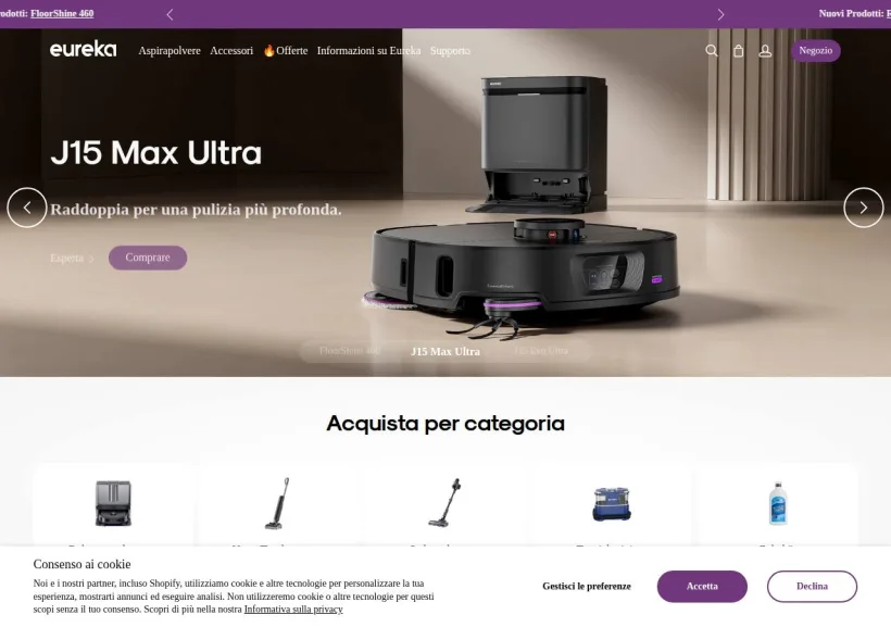 Schermata della pagina offerta di Eureka