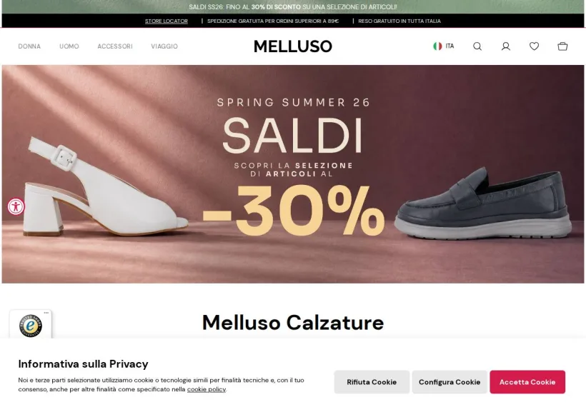 Schermata della pagina offerta di Melluso
