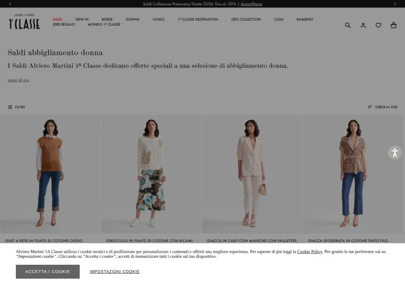 Schermata della pagina offerta di Alviero Martini