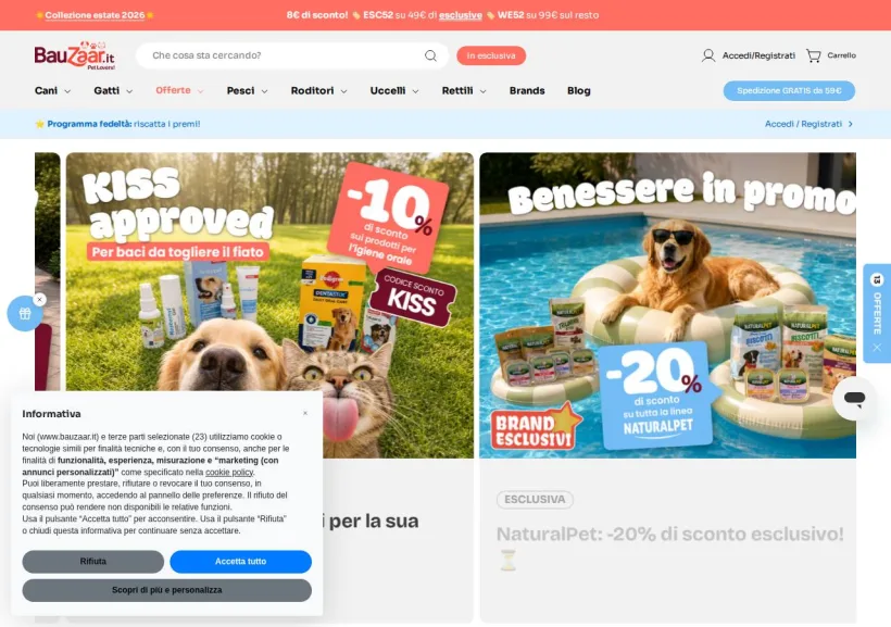 Schermata della pagina offerta di Bauzaar