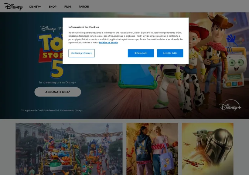Schermata della pagina offerta di Disney Holidays EMEA
