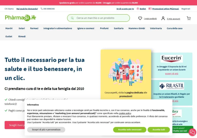 Schermata della pagina offerta di Pharmasi