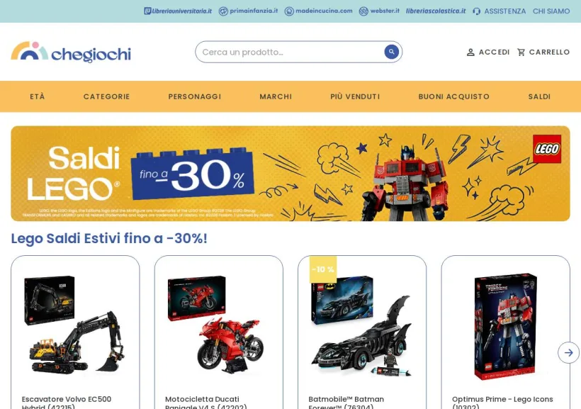 Schermata della pagina offerta di Che Giochi