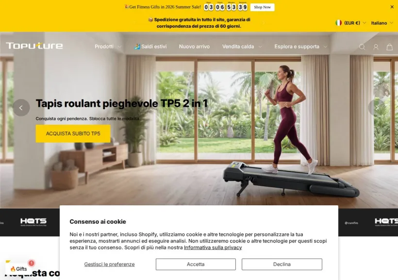 Schermata della pagina offerta di Toputure