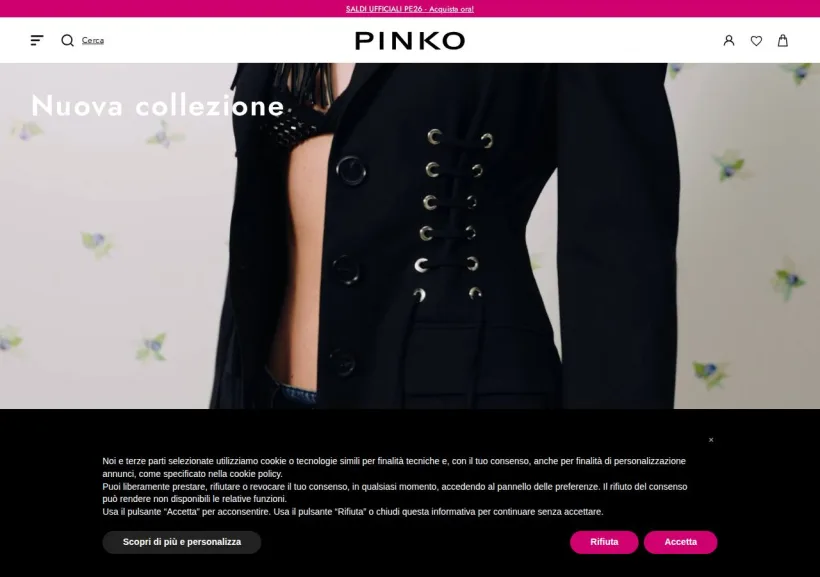Schermata della pagina offerta di Pinko
