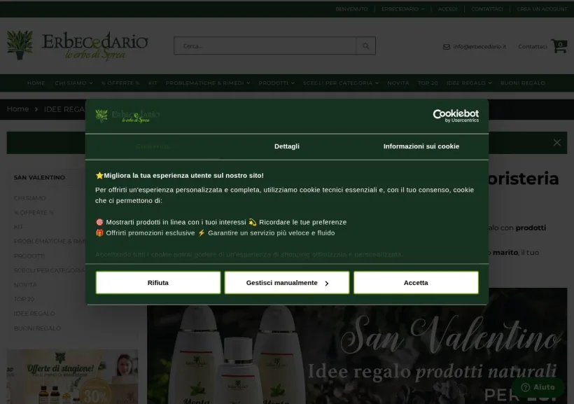 Schermata della pagina offerta di Erbecedario