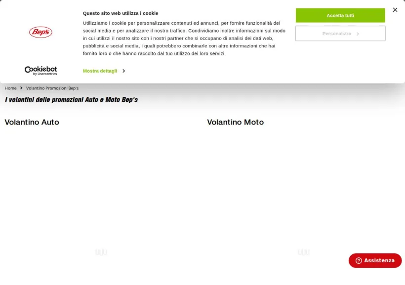 Schermata della pagina offerta di Bep's