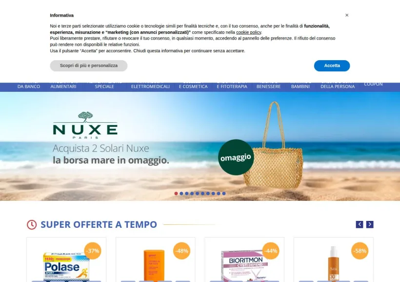 Schermata della pagina offerta di Openfarma