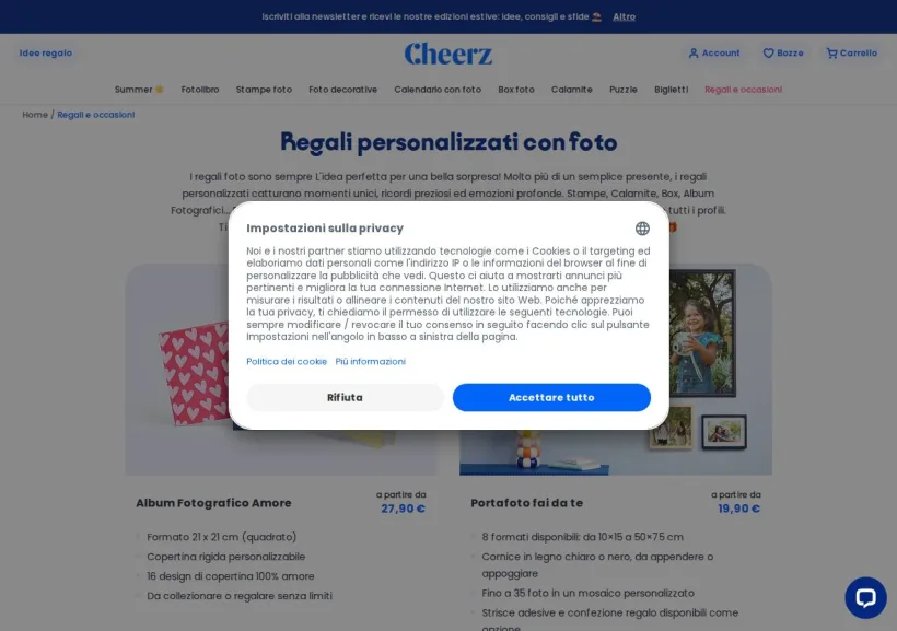 Schermata della pagina offerta di Cheerz