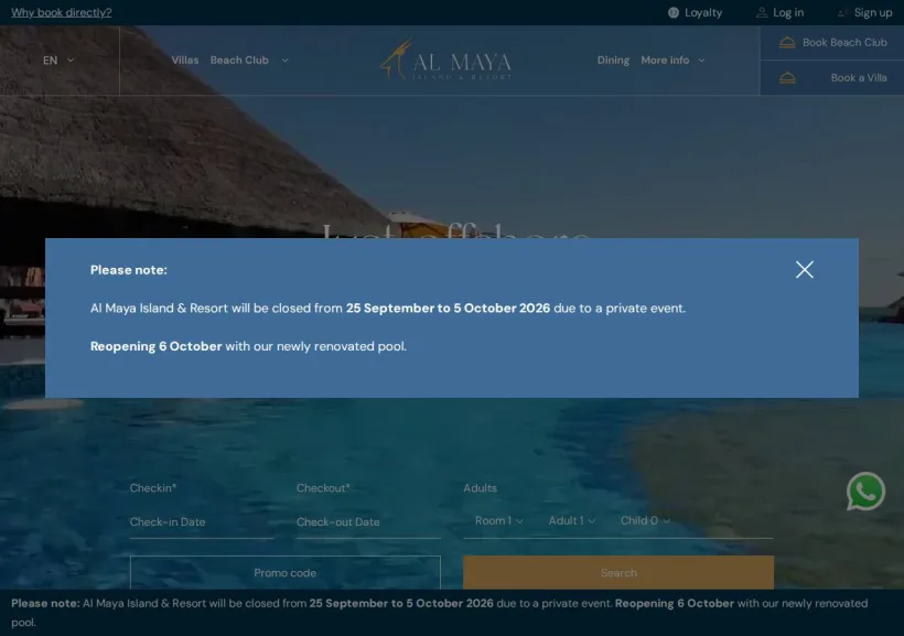 Schermata della pagina offerta di Al Maya Island and Resort