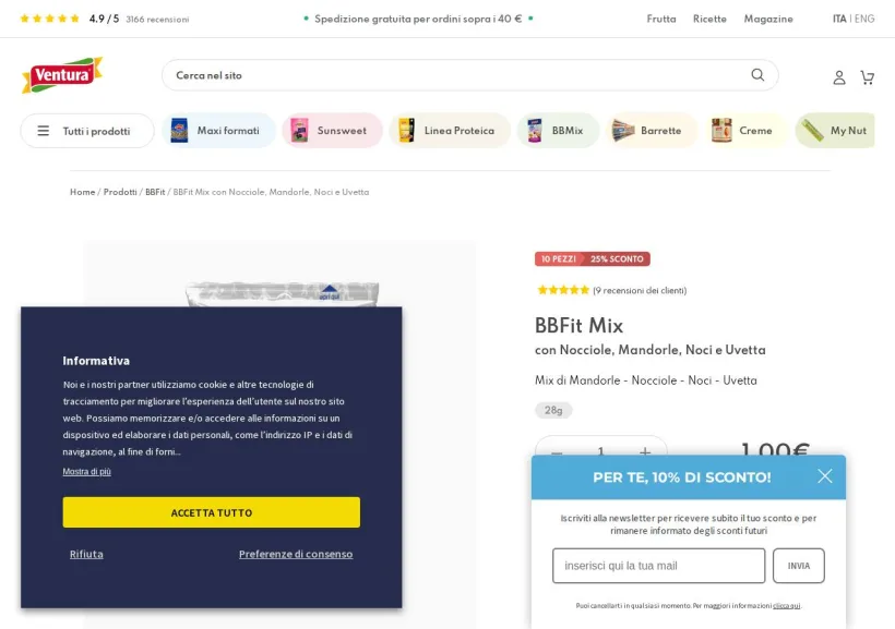 Schermata della pagina offerta di MadiVentura