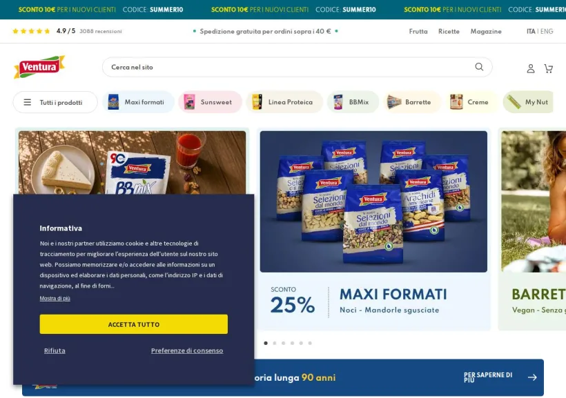 Schermata della pagina offerta di MadiVentura