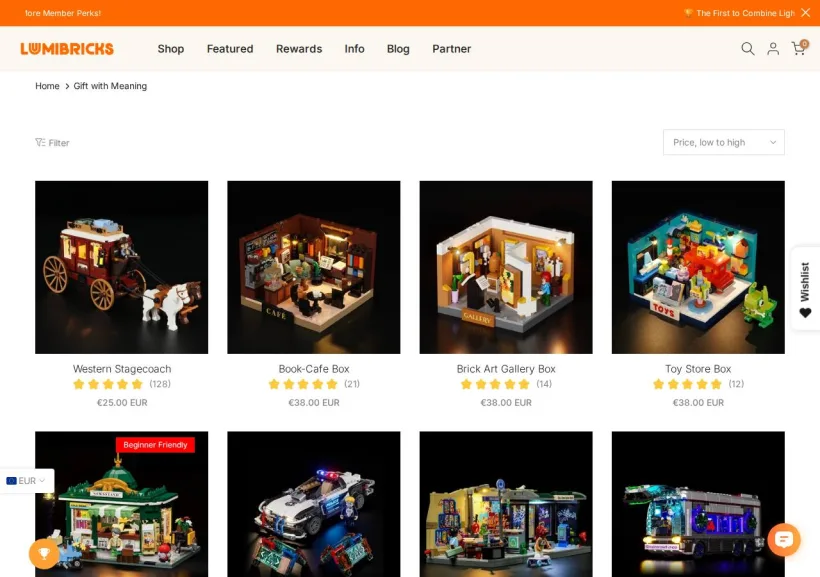 Schermata della pagina offerta di Lumibricks