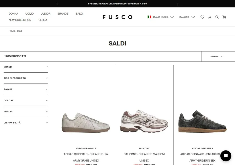 Schermata della pagina offerta di Fusco Boutique IT - Closed 25/05/2026