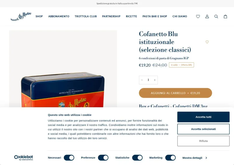 Schermata della pagina offerta di Pasta di Martino