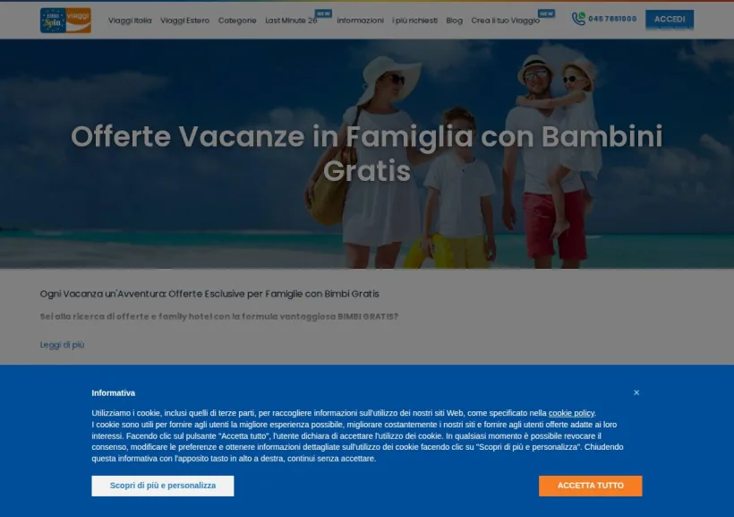 Schermata della pagina offerta di Eurospin Viaggi