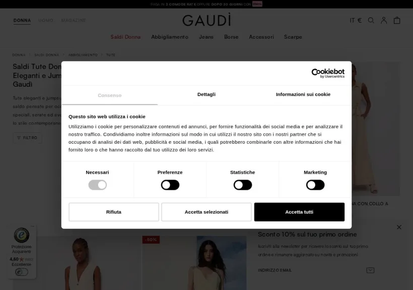 Schermata della pagina offerta di Gaudì